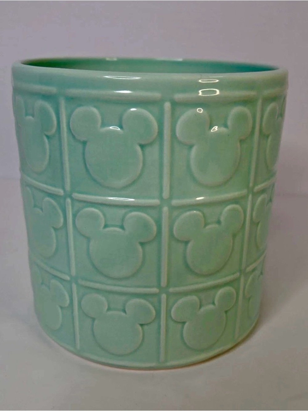 Disney Mickey Mouse Ceramic Planter or Canister Dusty Aqua Plant Lover 6”
